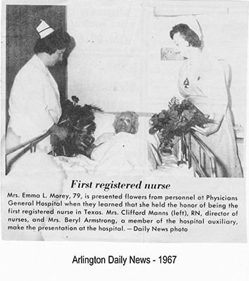 Emma Allison - The first Registered Nurse Licensed in Texas